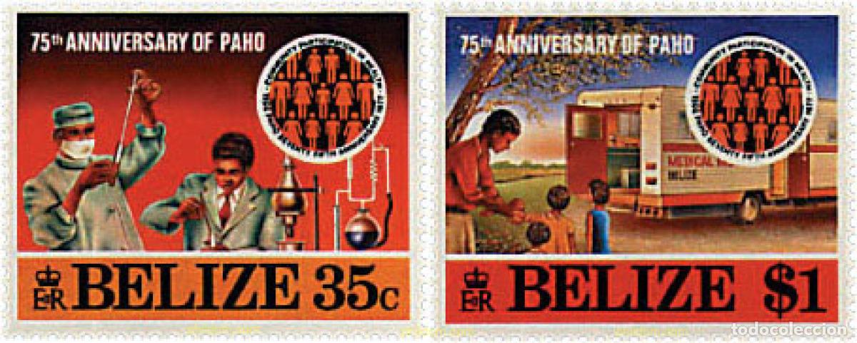 Sellos: 39211 MNH BELIZE 1977 75 ANIVERSARIO DE LA ORGANIZACION PANAMERICANA DE LA SALUD