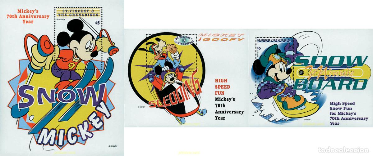 Sellos: 48285 MNH SAN VICENTE 1999 70 ANIVERSARIO DE MICKEY MOUSE
