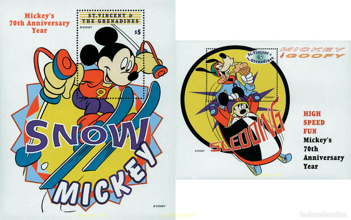 Sellos: 593942 MNH SAN VICENTE 1999 70 ANIVERSARIO DE MICKEY MOUSE