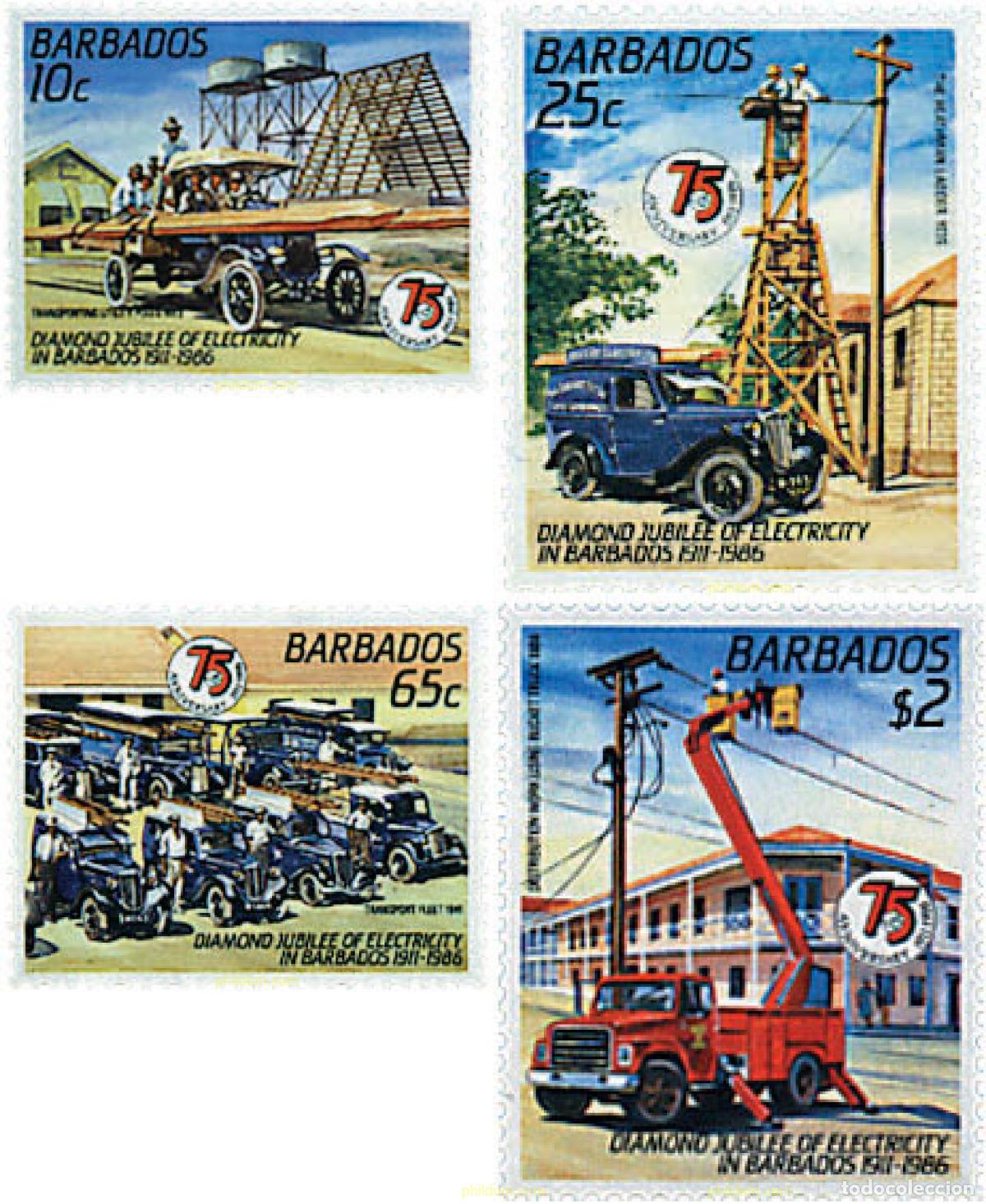 Sellos: 39483 MNH BARBADOS 1986 75 ANIVERSARIO DE LA ELECTRIFICACION DE BARBADOS