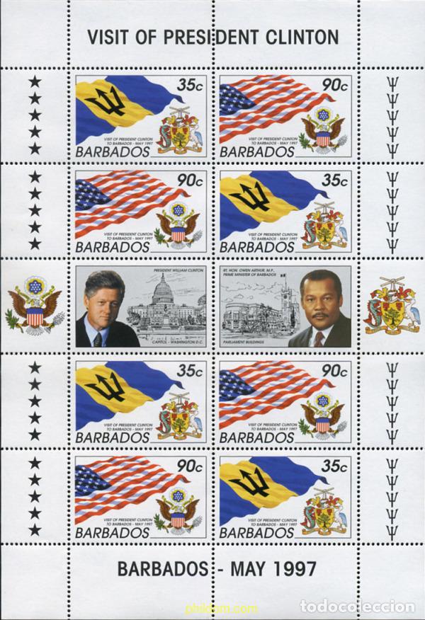 Sellos: 9656 MNH BARBADOS 1997 VISITA DEL PRESIDENTE BILL CLINTON