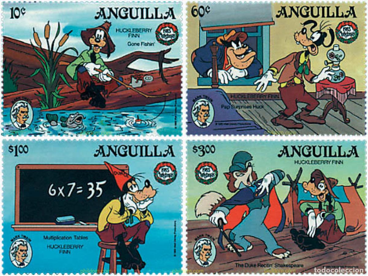 Sellos: 48883 MNH ANGUILLA 1985 NAVIDAD. 150 ANIVERSARIO DEL NACIMIENTO DE MARK TWAIN