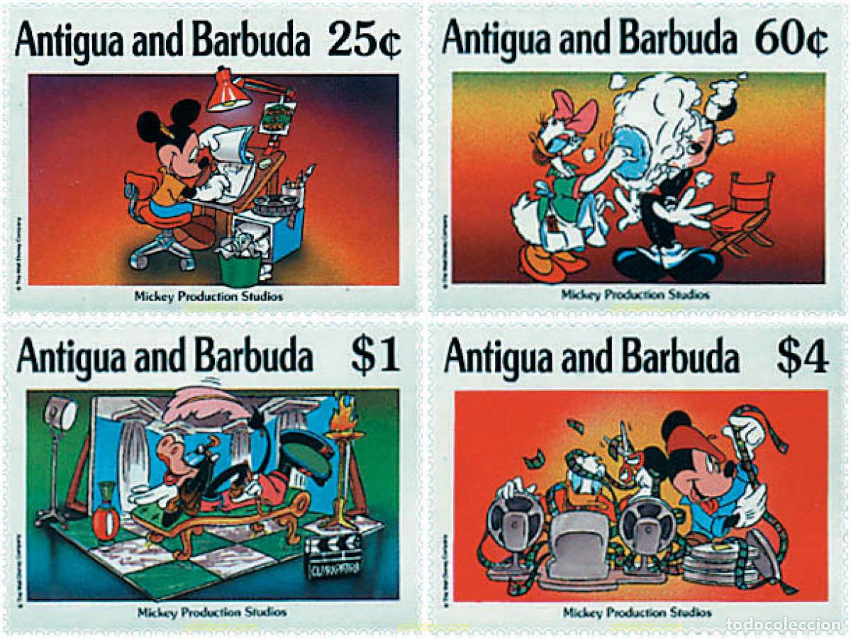Timbres: 286529 MNH ANTIGUA Y BARBUDA 1990 MICKEY EN LOS ESTUDIOS DE HOLLYWOOD
