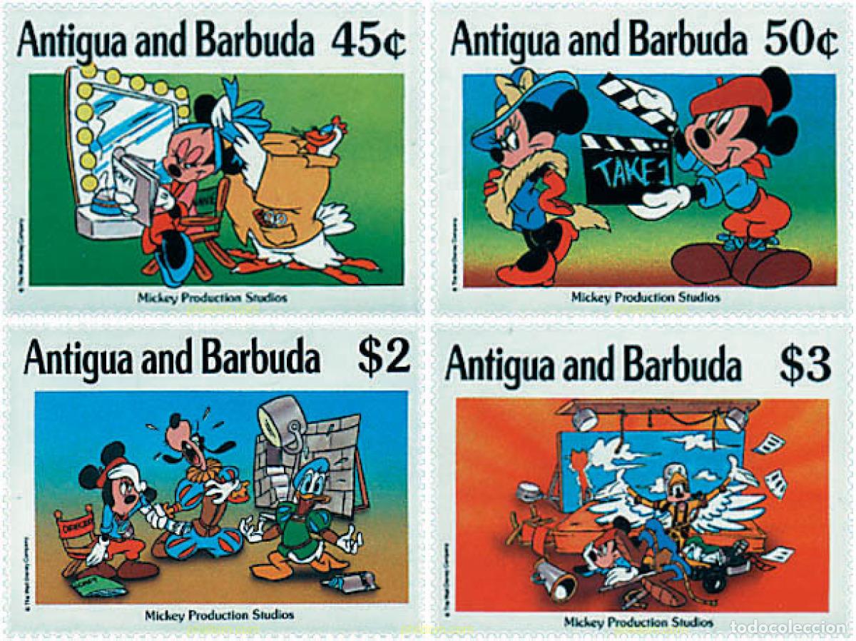 Timbres: 286531 MNH ANTIGUA Y BARBUDA 1990 MICKEY EN LOS ESTUDIOS DE HOLLYWOOD