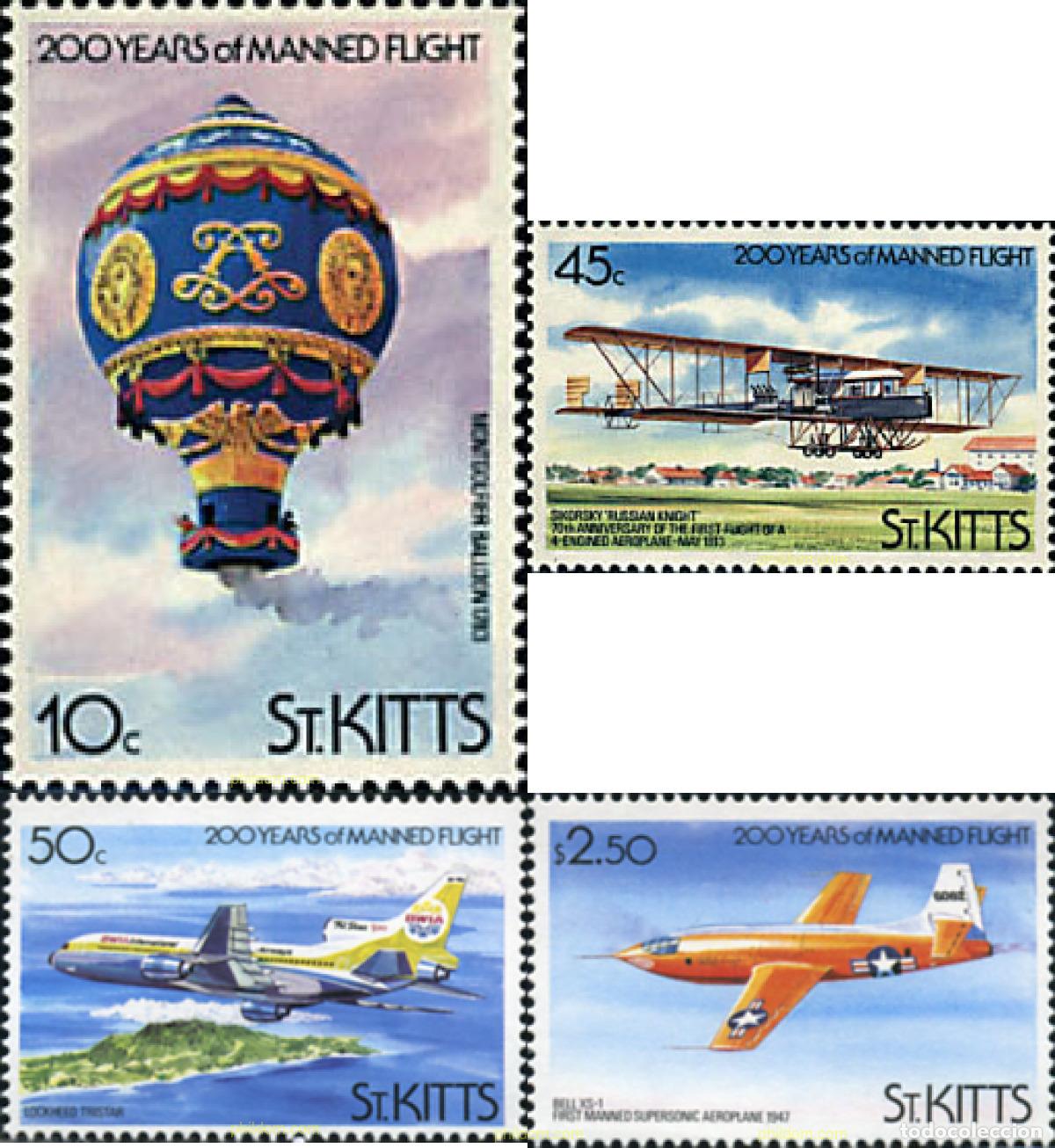 Briefmarken: 40118 MNH SAN KITTS 1983 200 ANIVERSARIO DE LA PRIMERA ASCENSION EN GLOBO