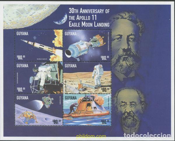 Selos: 363140 MNH GUYANA 1999 30 ANIVERSARIO DE LA LLEGADA DEL HOMBRE A LA LUNA