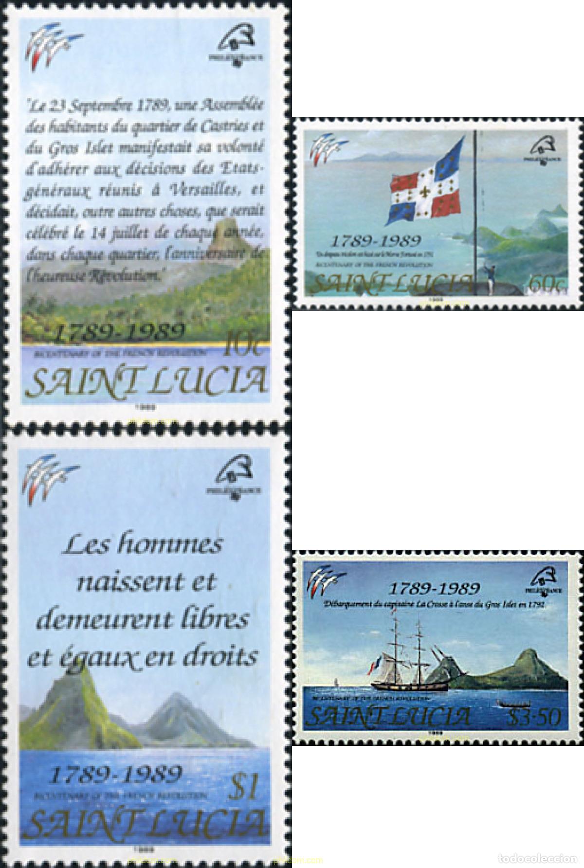 Sellos: 40155 MNH SANTA LUCIA 1989 PHILEXFRANCE 89. EXPOSICION FILATELICA INTERNACIONAL