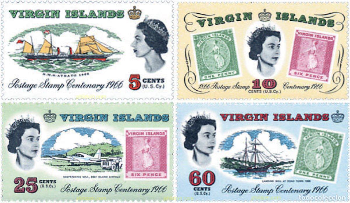 Timbres: 43659 MNH VIRGENES BRITANICAS Islas 1966 CENTENARIO DEL SELLO