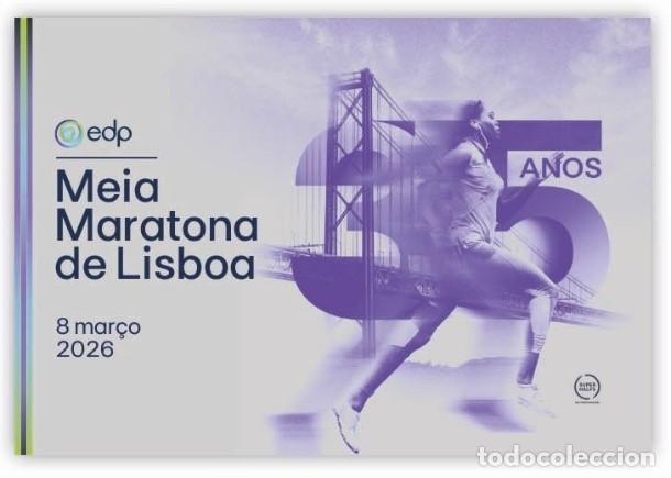 Sellos: Portugal ++ y Entero, E.D.P. Media Marat&oacute;n Portuguesa, Puente sobre el Tajo 2026 (27515)