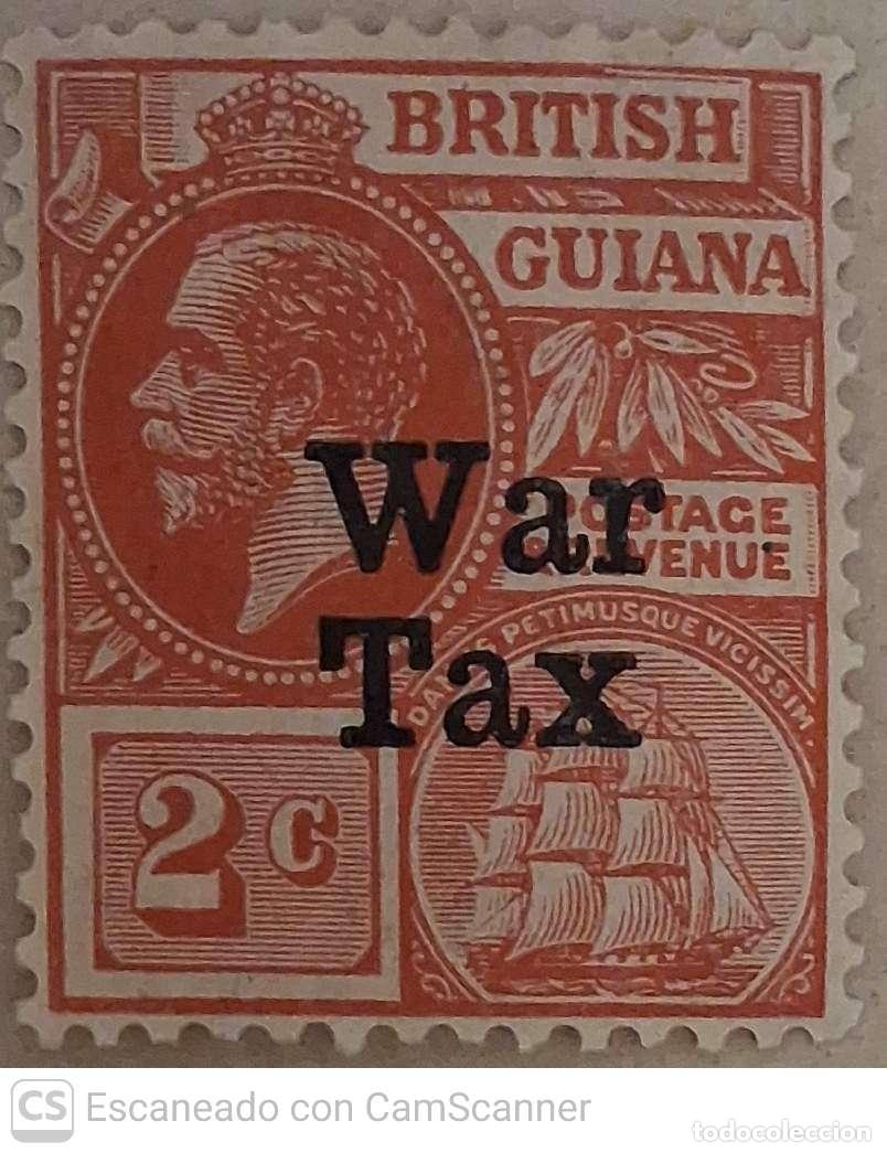 Sellos: Guayana Inglesa. 125 Sello de 1913/14 con sobrecarga War Tax. 1918. Sellos nuevos con charnela y num