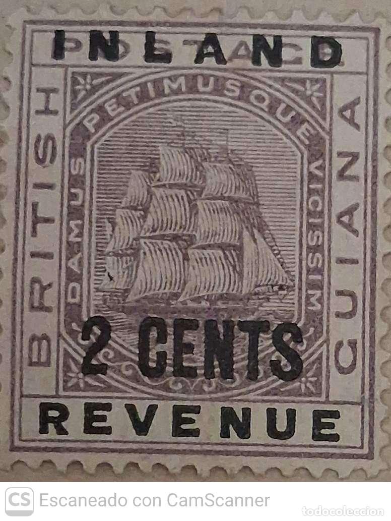 Sellos: Guayana Inglesa. Sellos fiscales 2 Tipo de los sellos 1876, con sobrecarga INLAND REVENUE y sobrecar