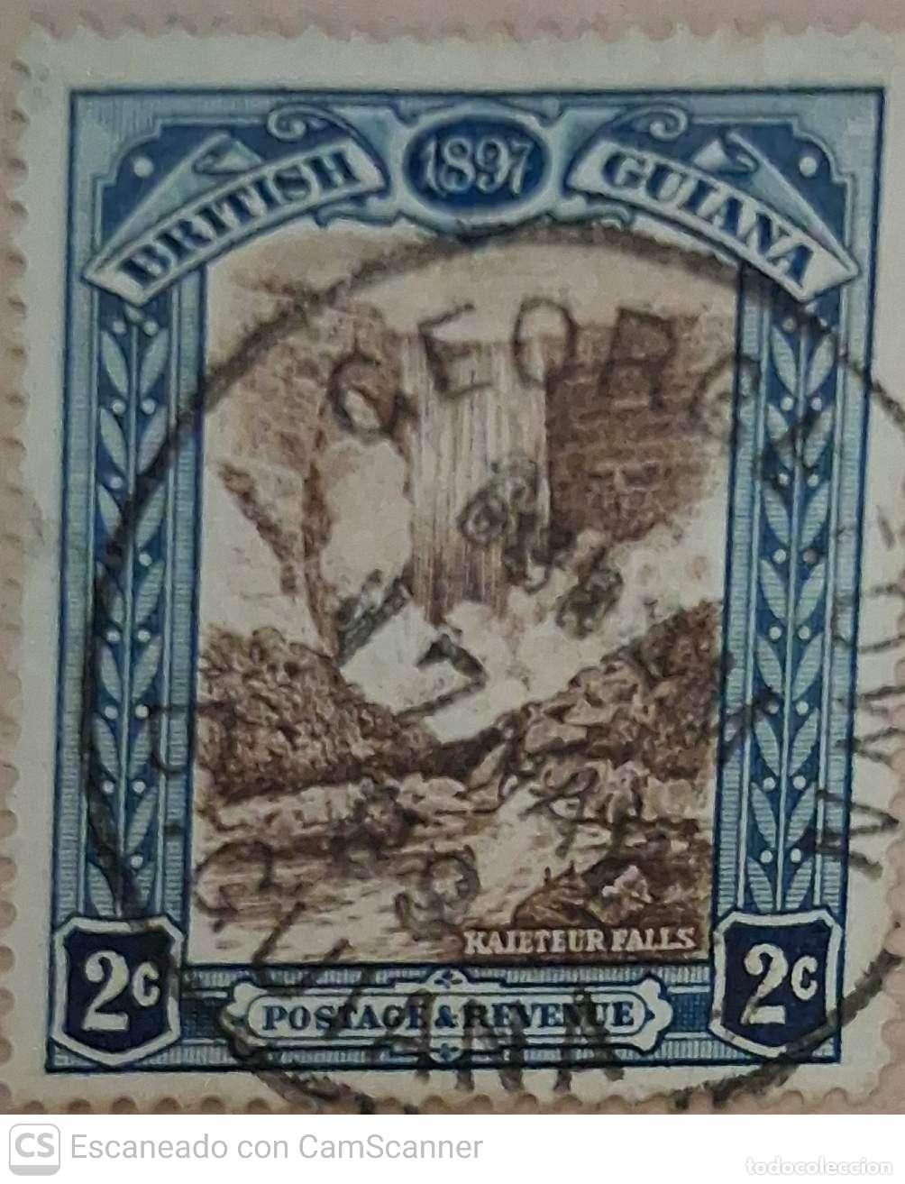Sellos: Guayana Inglesa. 89 Cascadas de Kaieteur. 1898. Sellos usados y numeraci&oacute;n Yvert.