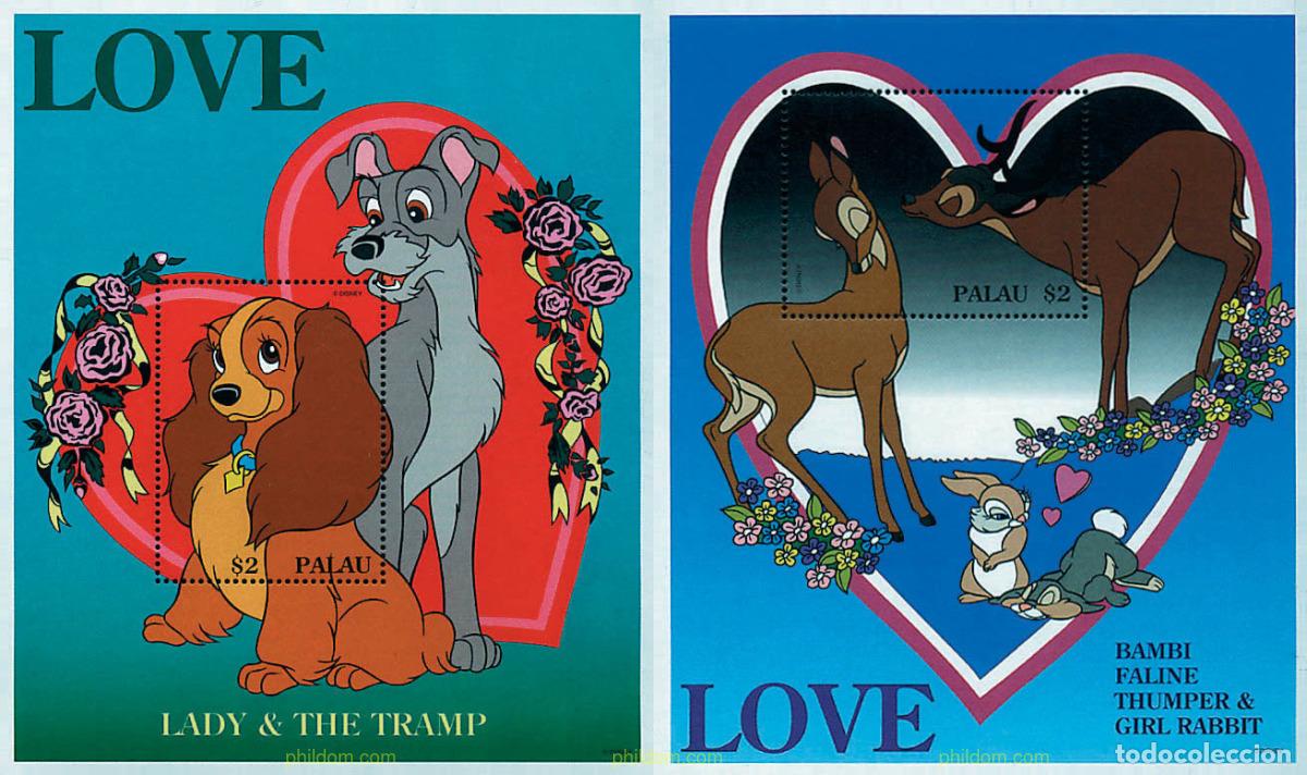Sellos: 48237 MNH PALAU 1996 ESCENAS DE AMOR EN PELICULAS DE DISNEY