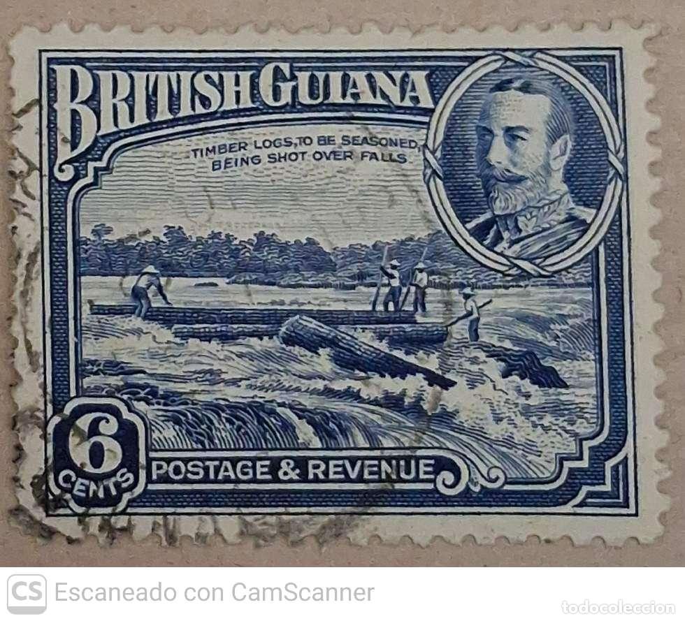 Sellos: Guayana Inglesa. 146 Centenario de la unificaci&oacute;n: Arrastre de troncos por r&iacute;o. 1931. Sellos usados