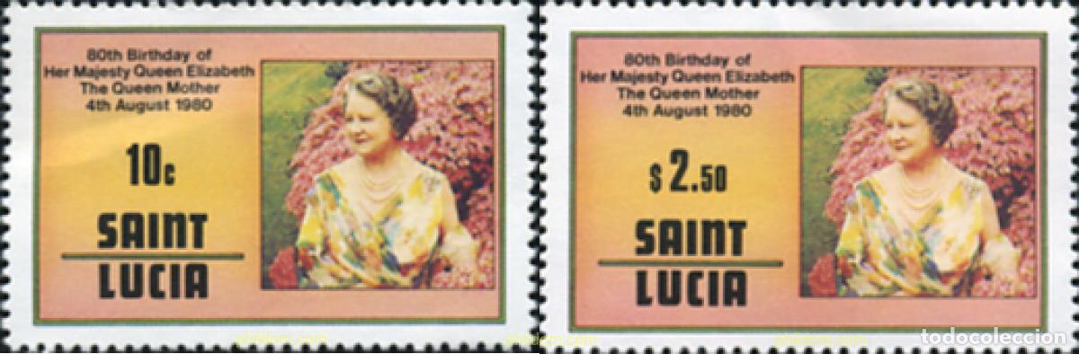 Sellos: 48245 MNH SANTA LUCIA 1980 80 ANIVERSARIO DE LA REINA MADRE