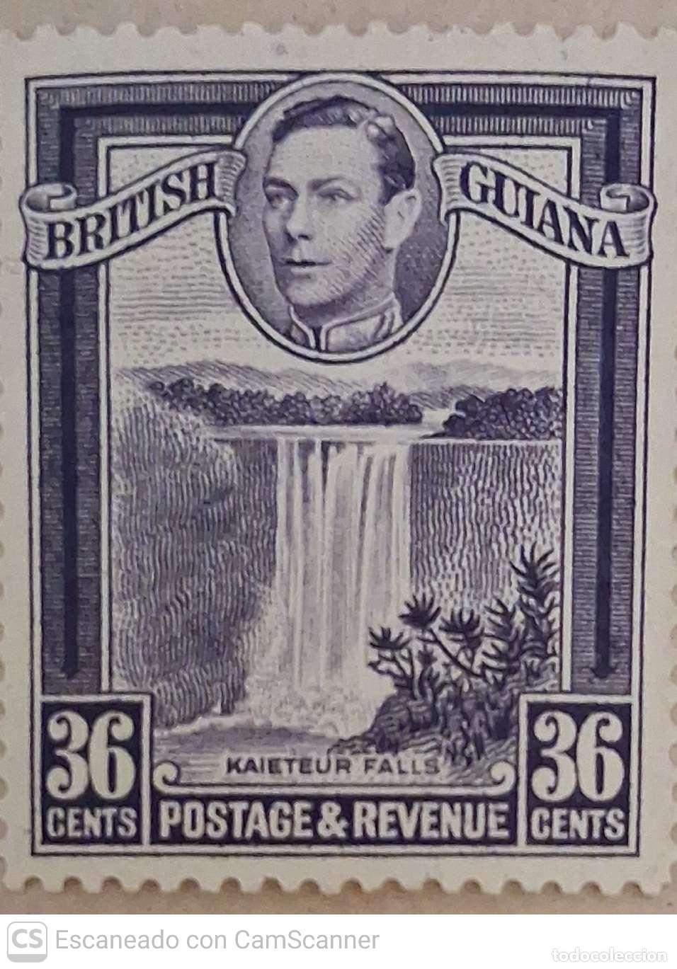 Sellos: Guayana Inglesa. 165 Sellos de 1934&nbsp;con efigie de Jorge VI: Cascadas de Kaieteur. 1938-45. Sellos nu
