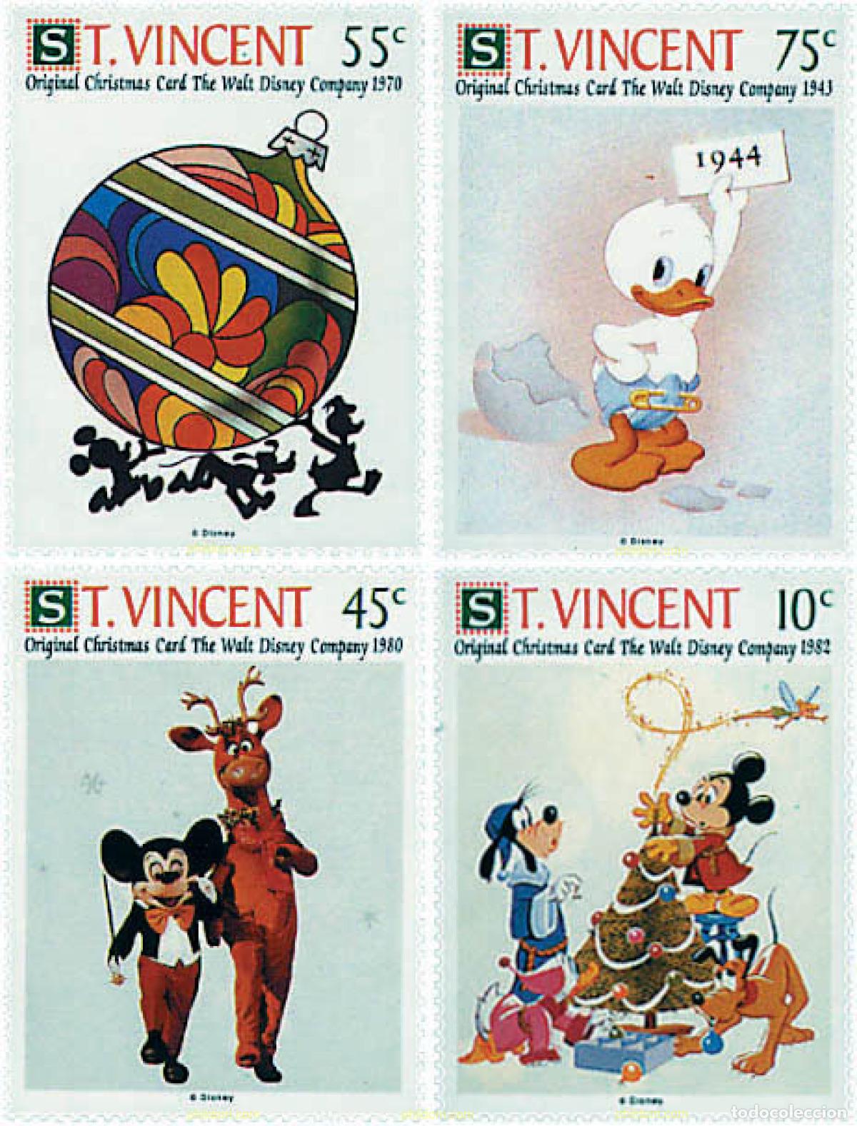 Sellos: 249487 MNH SAN VICENTE 1991 WALT DISNEY. POSTALES DE NAVIDAD
