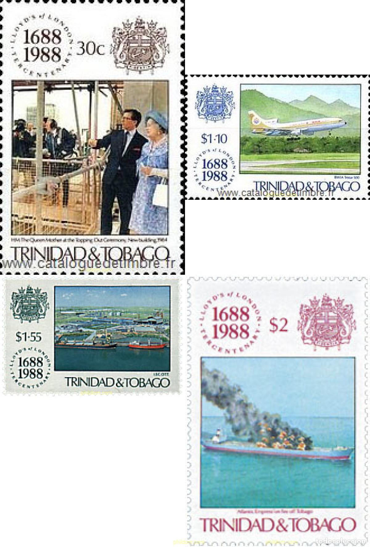 Stamps: 40939 MNH TRINIDAD Y TOBAGO 1988 3 CENTENARIO DE LA COMPA&Ntilde;IA LLOYD