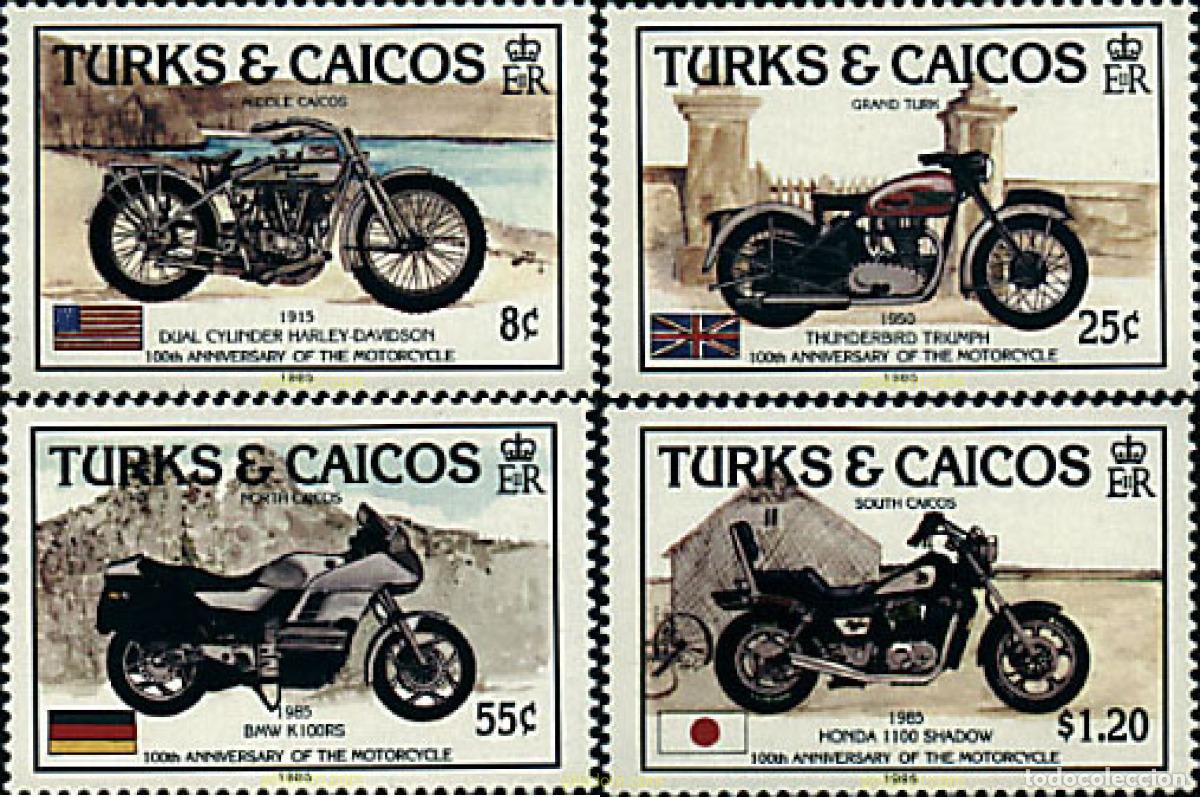 Sellos: 42464 MNH TURKS Y CAICOS 1985 CENTENARIO DE LA MOTOCICLETA