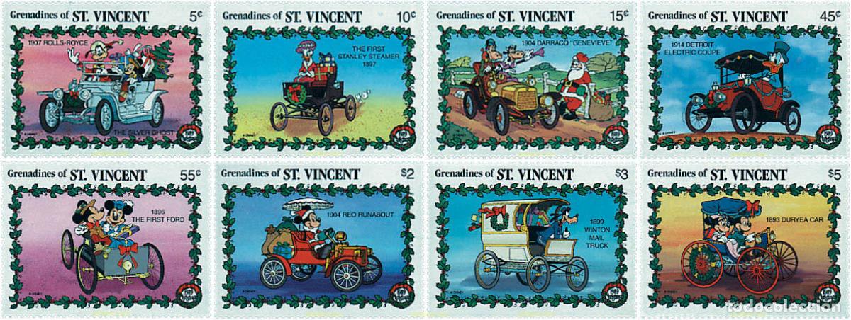 Sellos: 48414 MNH SAN VICENTE GRANADINAS 1989 NAVIDAD. AUTOMOVILES ANTIGUOS