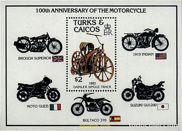 Sellos: 42465 MNH TURKS Y CAICOS 1985 CENTENARIO DE LA MOTOCICLETA
