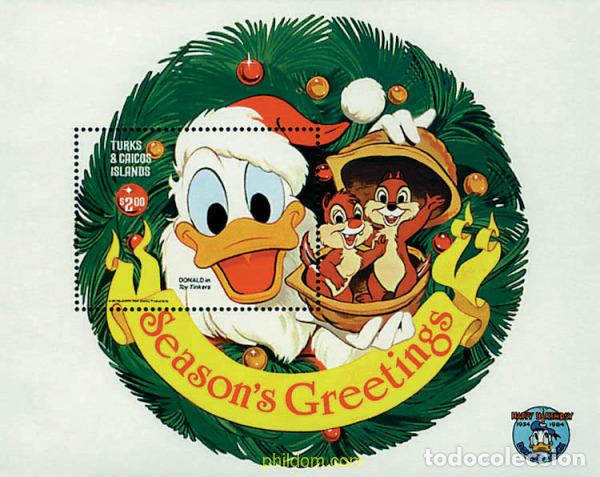 Sellos: 48360 MNH TURKS Y CAICOS 1984 NAVIDAD. 50 ANIVERSARIO DEL PATO DONALD
