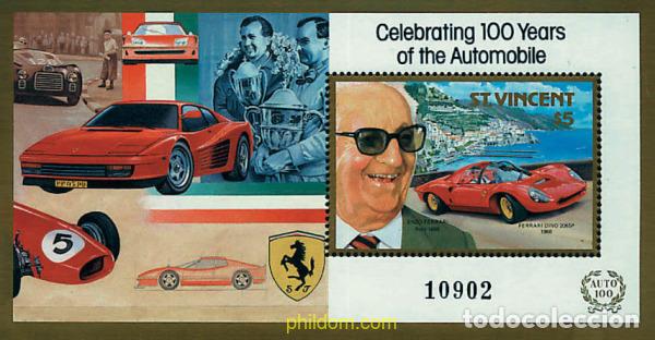 Sellos: 575448 MNH SAN VICENTE 1987 CENTENARIO DEL AUTOMOVIL