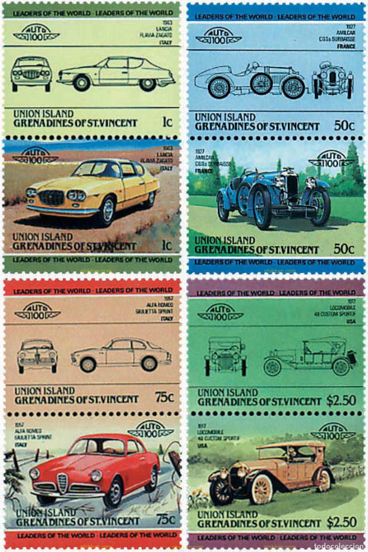 Sellos: 5844 MNH SAN VICENTE GRANADINAS. UNION ISLAND 1985 AUTOMOVILES