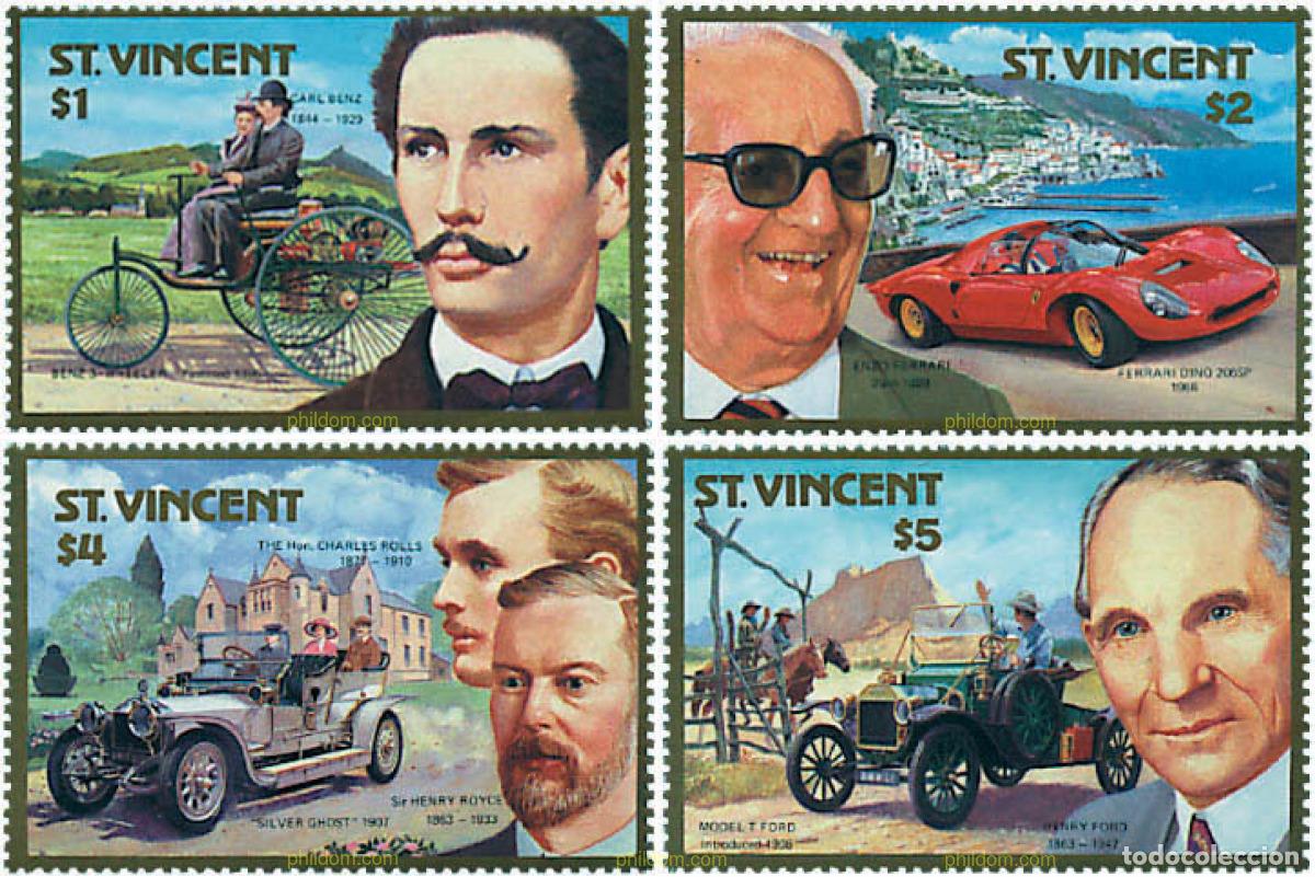 Sellos: 46747 MNH SAN VICENTE 1987 CENTENARIO DEL AUTOMOVIL