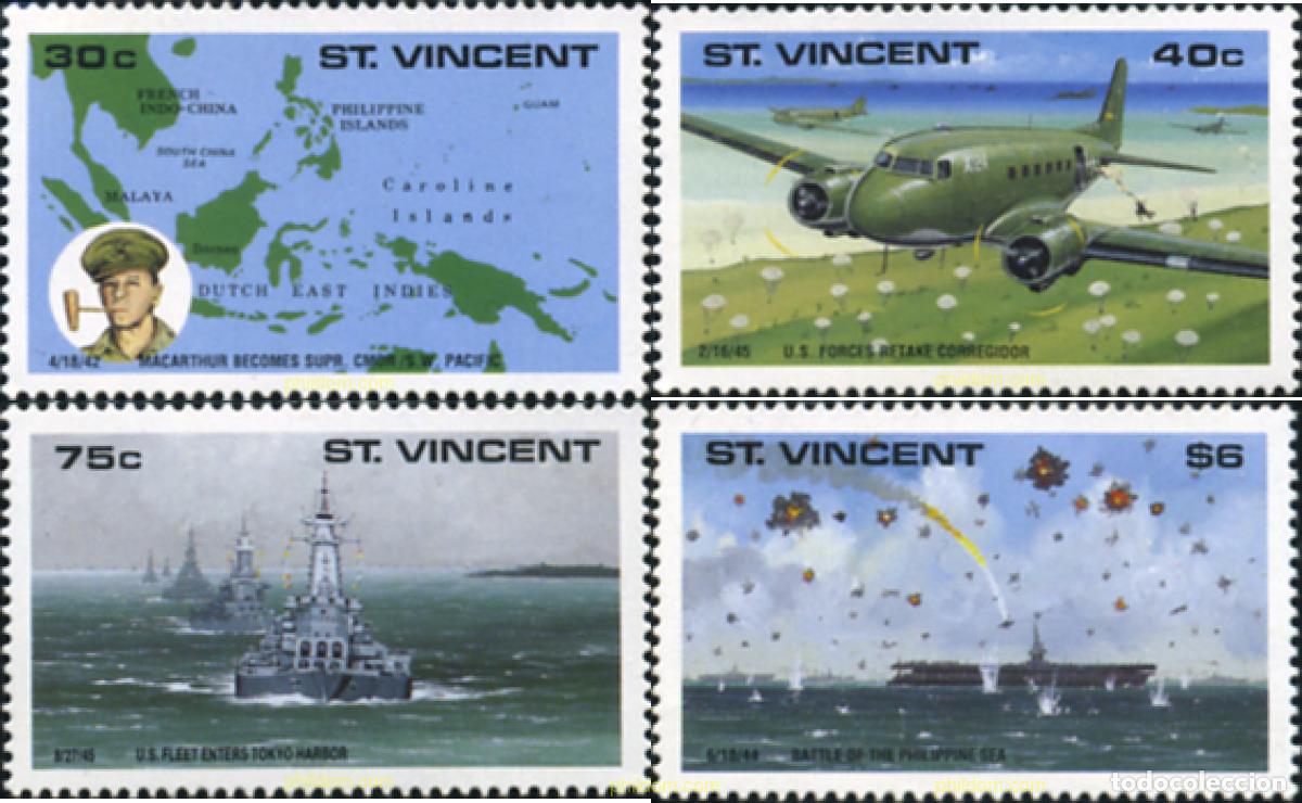 Sellos: 360156 MNH SAN VICENTE 1990 50 ANIVERSARIO DE LA SEGUNDA GUERRA MUNDIAL