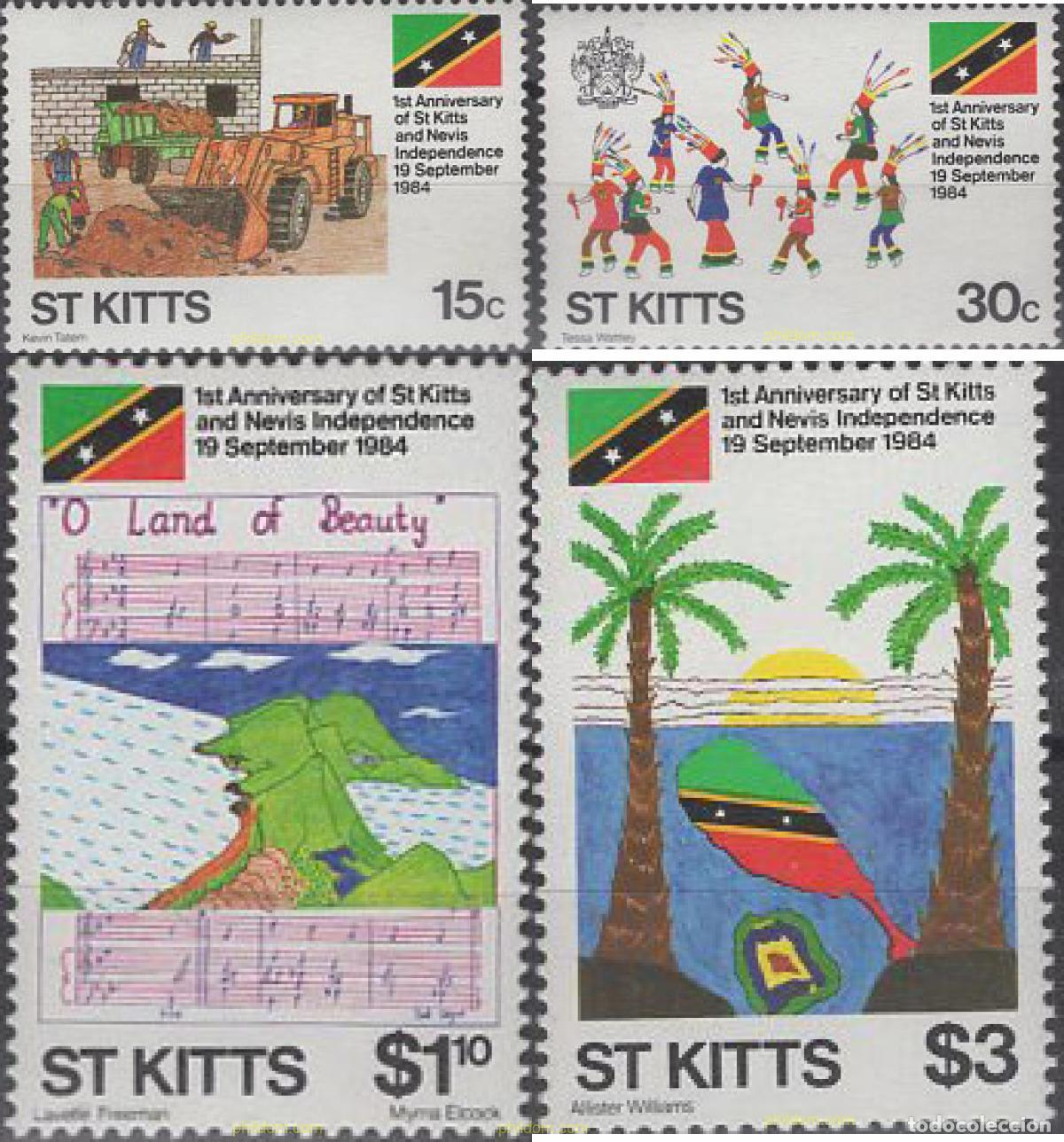 Sellos: 43846 MNH SAN KITTS 1984 1 ANIVERSARIO DE LA INDEPENDENCIA