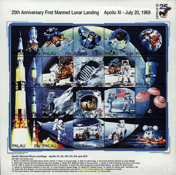 Selos: 337132 MNH PALAU 1994 25 ANIVERSARIO DEL PRIMER ALUNIZAJE
