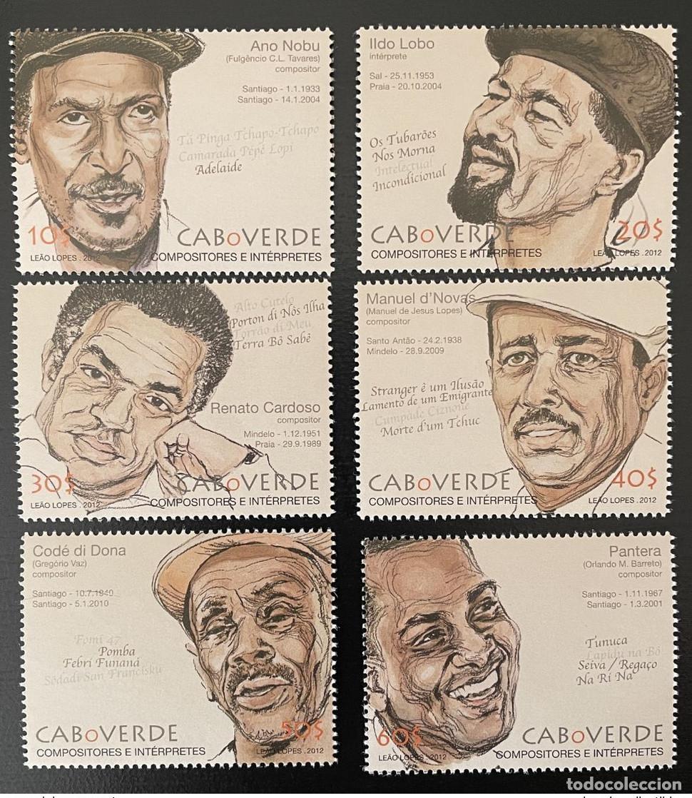 Sellos: Cabo Verde 2012 Mi. 996 - 1001 Compositores Int&eacute;rpretes M&uacute;sica