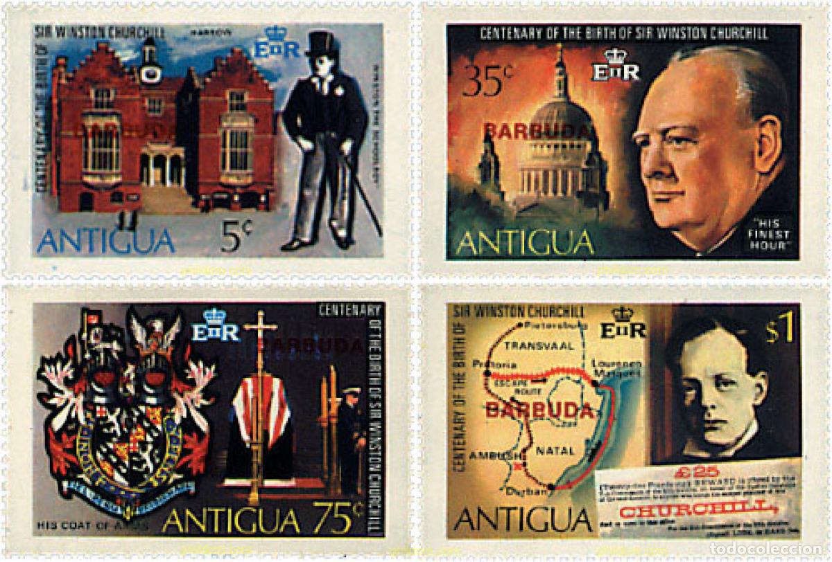 Francobolli: 57352 MNH BARBUDA 1974 CENTENARIO DEL NACIMIENTO DE SIR WINSTON CHURCHILL