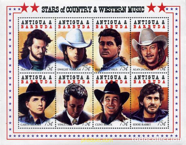 Briefmarken: 300329 MNH ANTIGUA Y BARBUDA 1994 CANTANTES DE MUSICA COUNTRY Y WESTERN