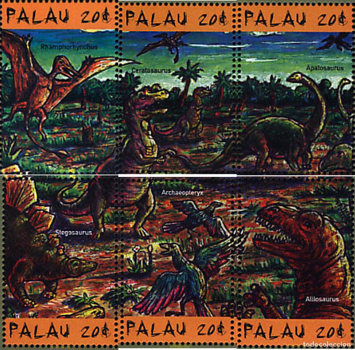 Sellos: 349844 MNH PALAU 2000 DINOSAURIOS DEL JURASICO Y CRETACEO
