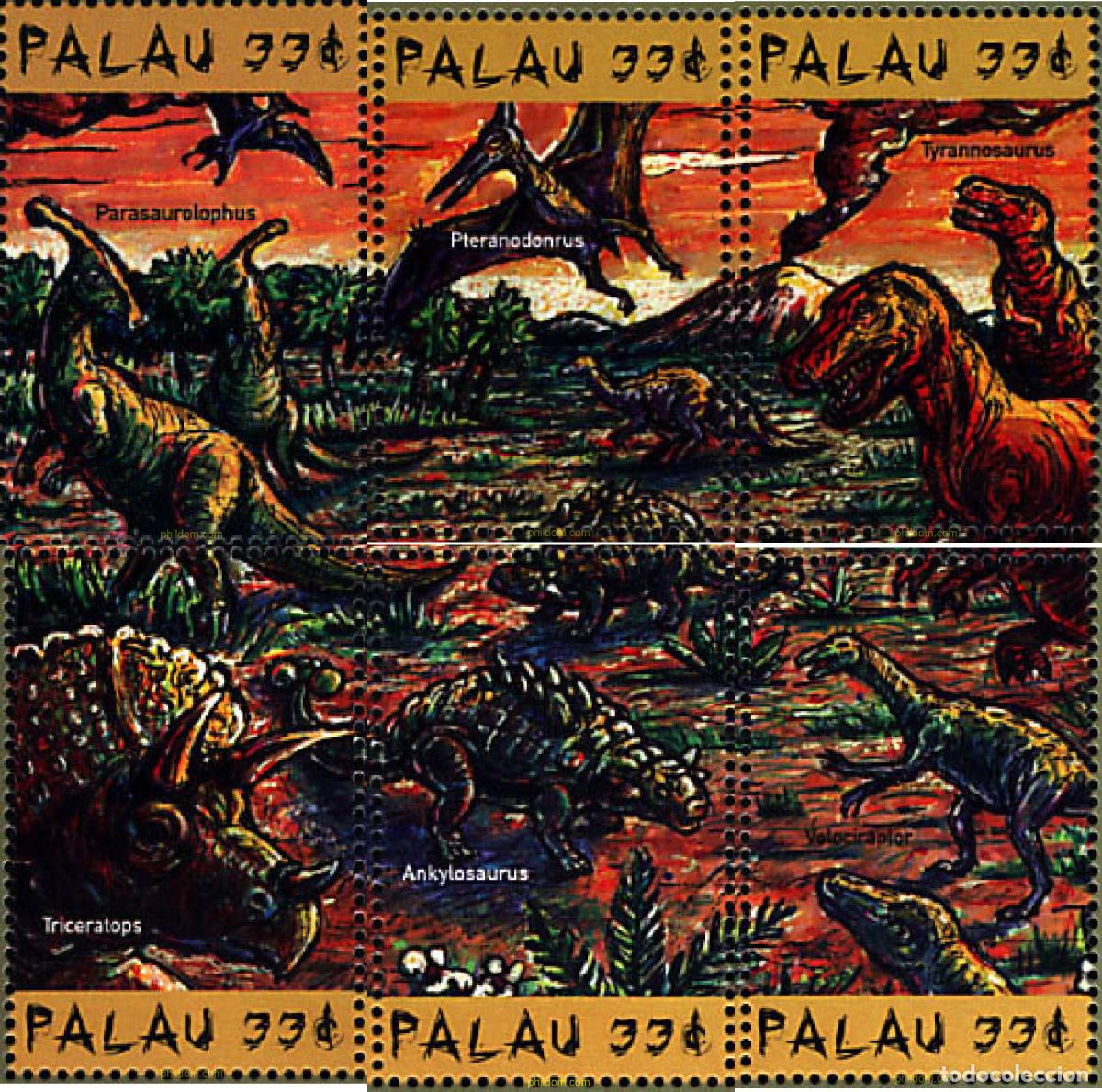 Sellos: 349850 MNH PALAU 2000 DINOSAURIOS DEL JURASICO Y CRETACEO