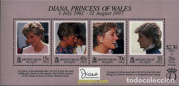 Sellos: 57012 MNH VIRGENES BRITANICAS Islas 1998 MUERTE DE LA PRINCESA DIANA