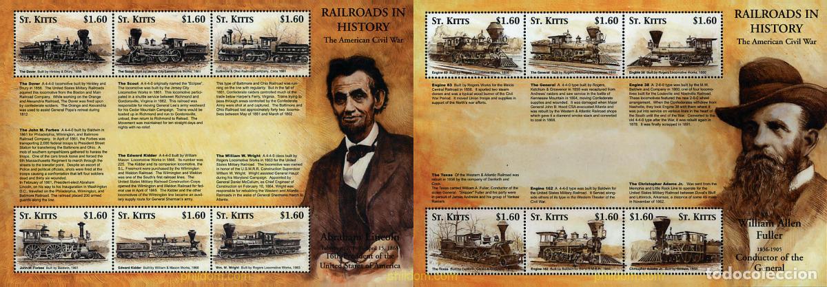 Sellos: 236552 MNH SAN KITTS 2001 FERROCARRILES EN LA HISTORIA