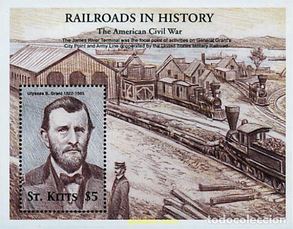 Sellos: 359905 MNH SAN KITTS 2001 FERROCARRILES EN LA HISTORIA