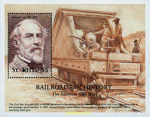 Sellos: 359906 MNH SAN KITTS 2001 FERROCARRILES EN LA HISTORIA