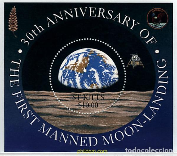 Sellos: 61203 MNH SAN KITTS 1999 30 ANIVERSARIO DEL PRIMER HOMBRE EN LA LUNA