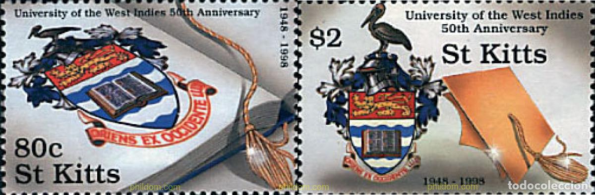 Sellos: 61205 MNH SAN KITTS 1998 50 ANIVERSARIO DE LA UNIVERSIDAD DE LAS INDIAS OCCIDENTALES