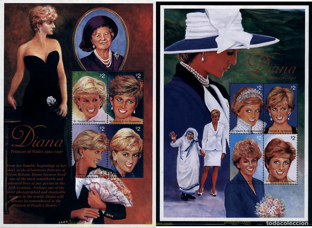 Sellos: 257382 MNH SAN VICENTE 1997 HOMENAJE A LA PRINCESA DIANA DE GALES