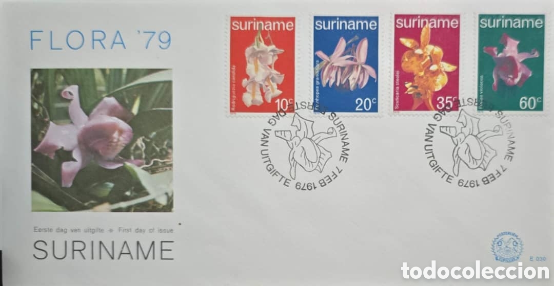 Sellos: CA)Suriname Postmarks7 de febrero de 1979. Flora '79 / Orchids.