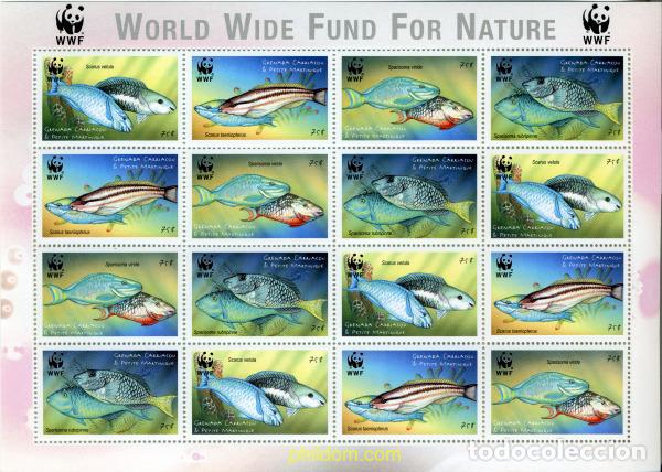 Sellos: 12622 MNH GRENADA CARRIACOU PETITE MARTINIQUE 2001 PECES LORO DEL CARIBE