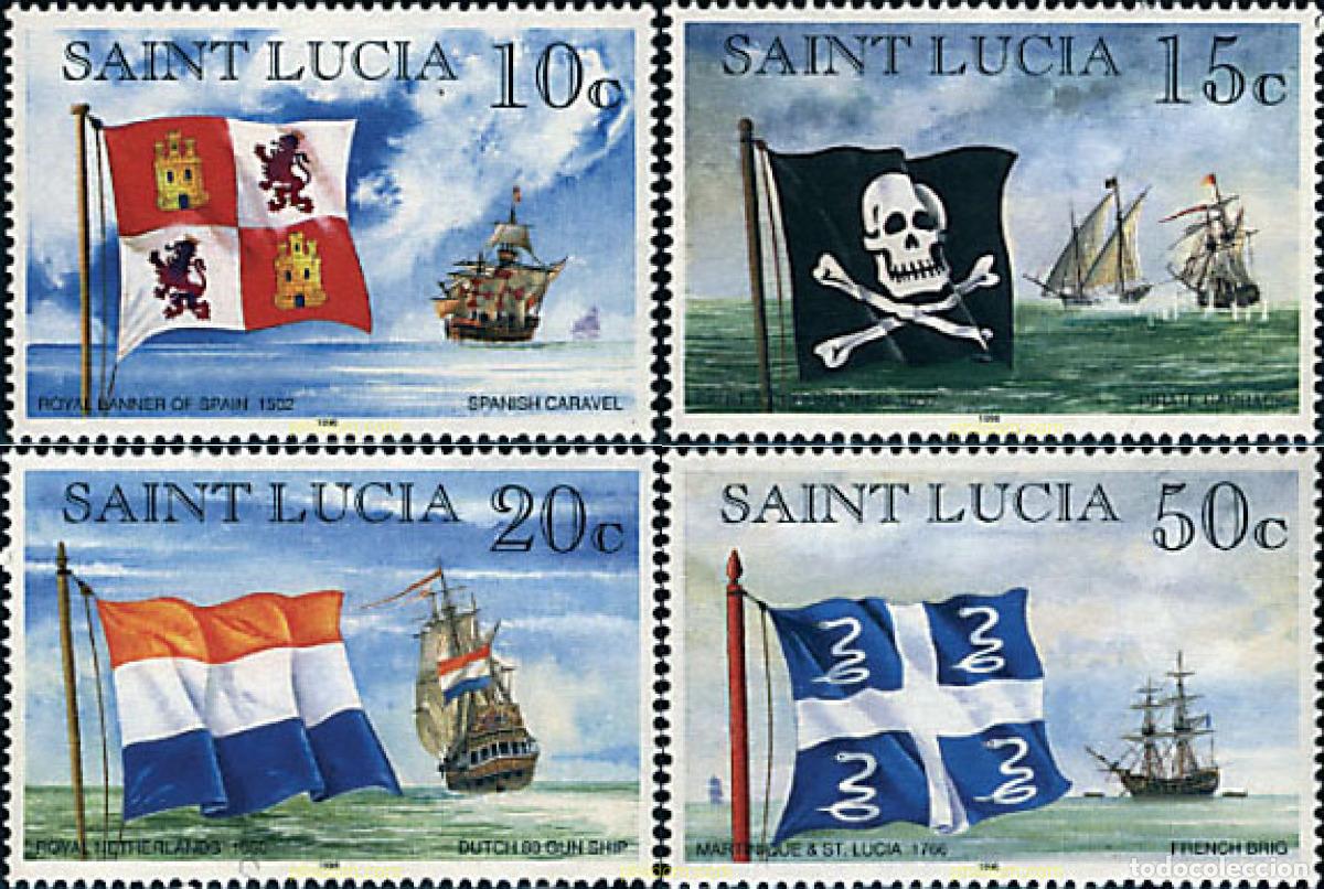 Sellos: 651192 MNH SANTA LUCIA 1996 BARCOS Y BANDERAS