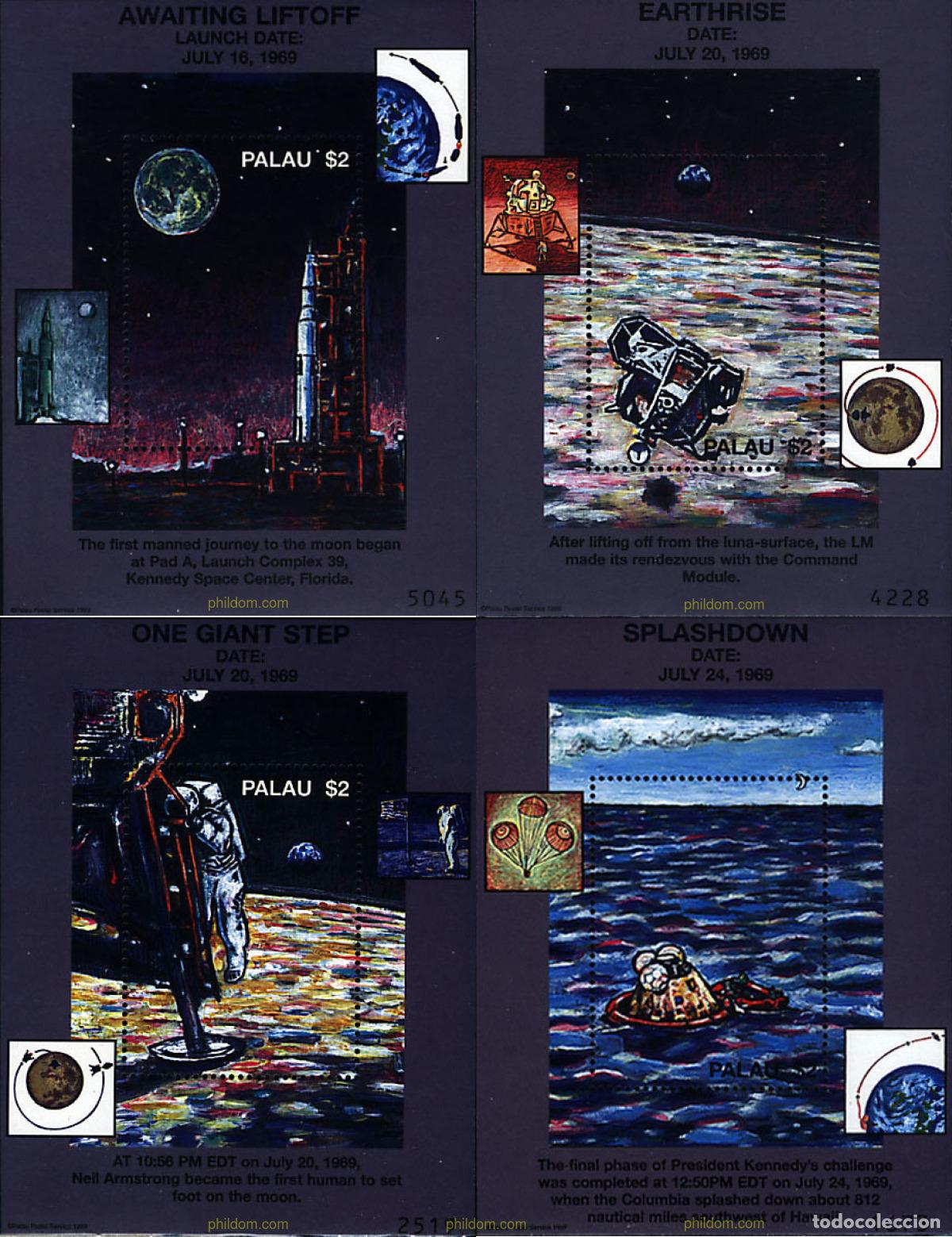 Sellos: 69407 MNH PALAU 1999 30 ANIVERSARIO DEL PRIMER HOMBRE EN LA LUNA