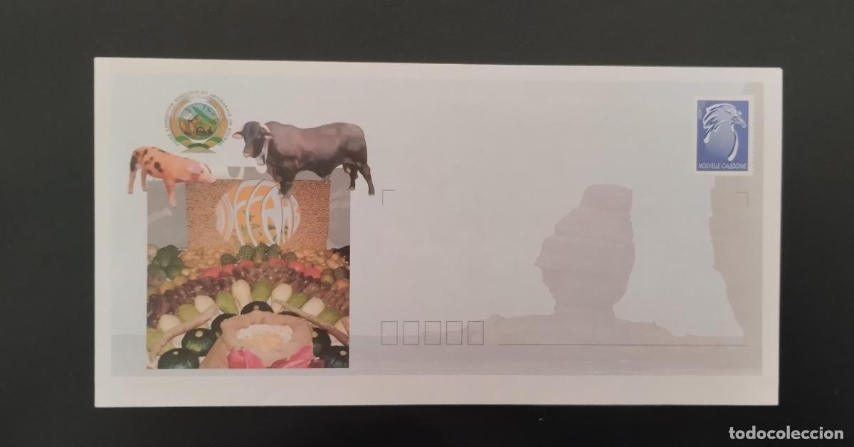 Sellos: Nueva Caledonia PAP Bourail feria agr&iacute;cola ganado verduras tropicales vaca