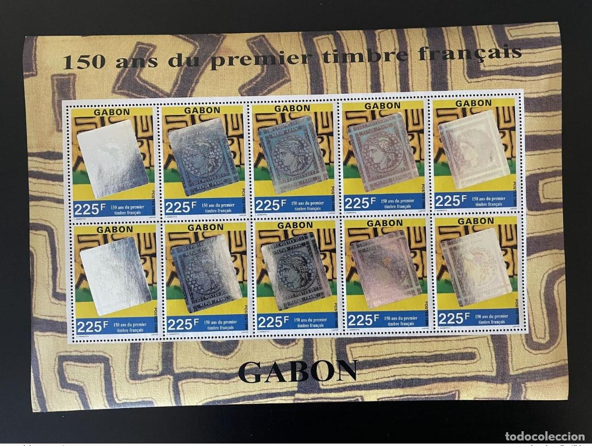 Sellos: Gab&oacute;n 1999 Mi. 1470 Placa Primer holograma de sello franc&eacute;s Philexfrance